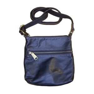 Fossil Crossbody Vintage Bag Black Pebbled Leather Purse Adjustable Strap 8x8x1